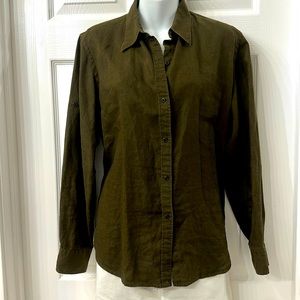 Lauren Ralph Lauren size M linen 100% dark brown.